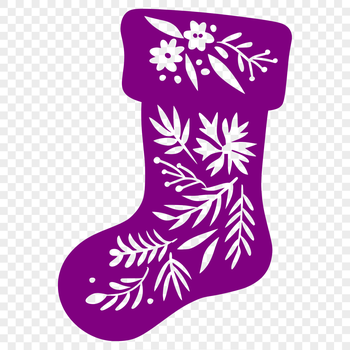 A festive holiday stocking with floral patterns, ideal for Christmas decorations.