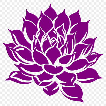 An ornamental design featuring a single cactus-like succulent in a simple outline style.