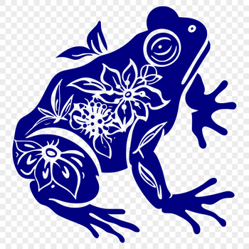 A full-body illustration of a toad surrounded by floral elements, suitable for vector design and cutting machine projects.