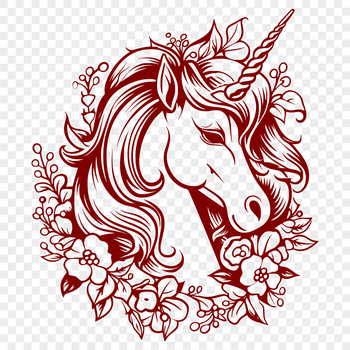 Ornate mythical creature with a floral head, inspired by fairy tale illustrations.