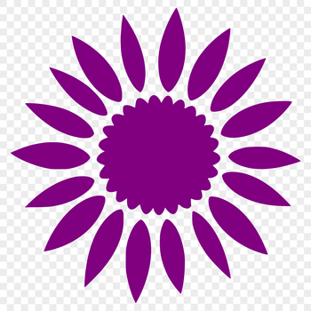 A simple line drawing of a sunflower plant in a floral design.