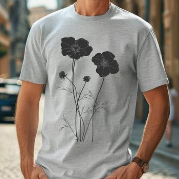 A hand-drawn illustration of a single wild flower with petals and center detail.