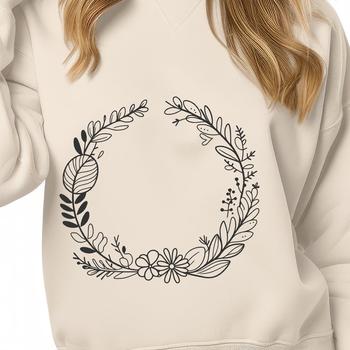A floral wreath designed as a vector art template for various digital and physical applications.