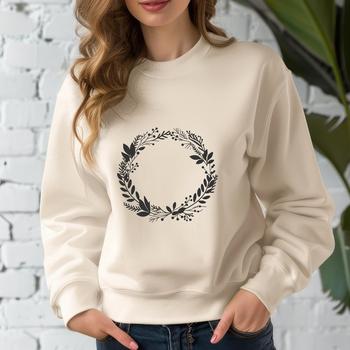 Vector floral wreath design made with precision lines and shapes, ideal for cutting machines like Cricut or laser cutters.