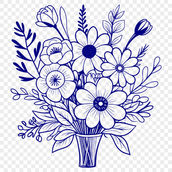 A vector illustration of a floral arrangement with various blooms.