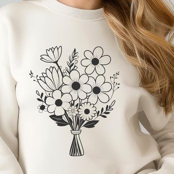 An illustration of a colorful floral arrangement in a standard shape suitable for various applications.