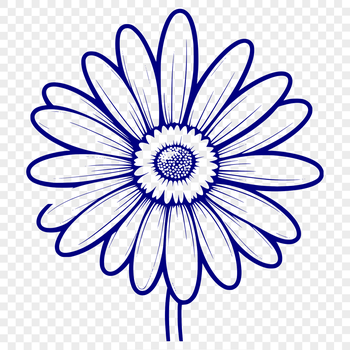 A high-resolution vector art design featuring a single daisy blossom with detailed petals.