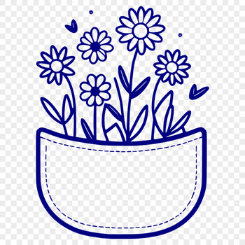 An illustration of a wild flower pocket design featuring intricate floral patterns.