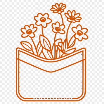 A graphic illustration of a pocket adorned with wild flowers in various colors.