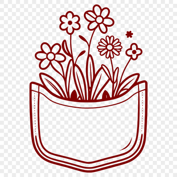 A detailed illustration of a flower-shaped pocket design suitable for various craft projects.