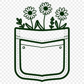 A stylized illustration of a flower-shaped pocket in vector format.