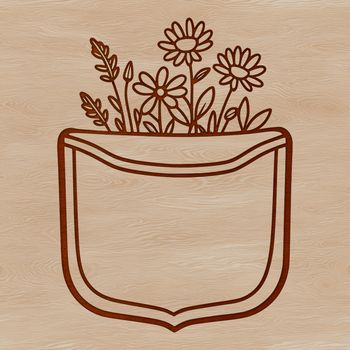 Illustration of a flower-shaped pocket, ideal for crafting projects and digital designs.