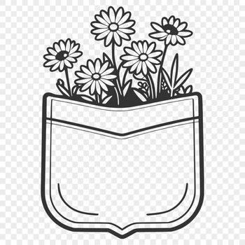 A delicate floral design featuring a stylized wild flower motif in a pocket shape.