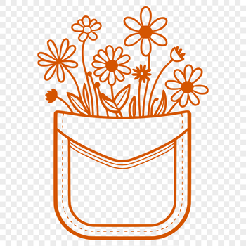 A delicate floral design featuring a stylized flower pocket with intricate details.