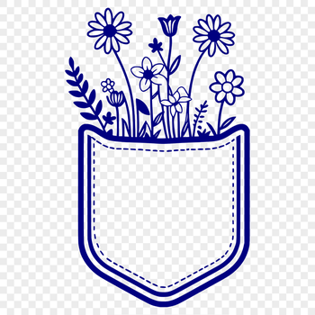 A stylized illustration of a flower pocket with intricate details.