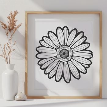 A vector graphic image of a daisy flower in full bloom, ready for editing or printing.