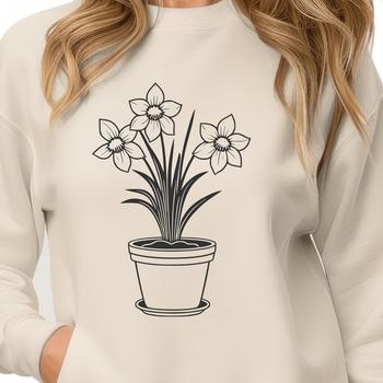 A vibrant illustration of a daffodil in a pot, symbolizing the arrival of spring.