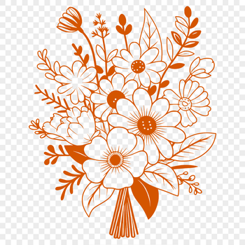 An illustration of a beautiful floral arrangement with various types of flowers and foliage.
