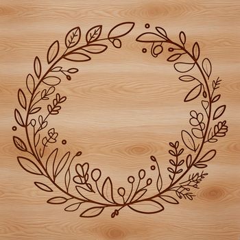 A circular floral arrangement with intertwined elements in a vector format.