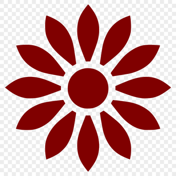 An illustrative vector design featuring a large, stylized sunflower flower with green stem and leaves.