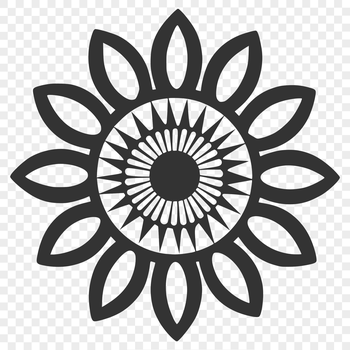 A single large sunflower with bright yellow petals and dark brown center, suitable for various graphic design projects.