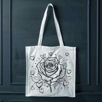 A stylized illustration of a rose flower with integrated heart shapes, suitable for Valentine's Day or gardening designs.