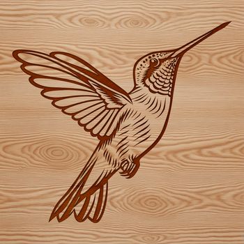 A colorful hummingbird in flight, its iridescent feathers glistening as it hovers in mid-air.
