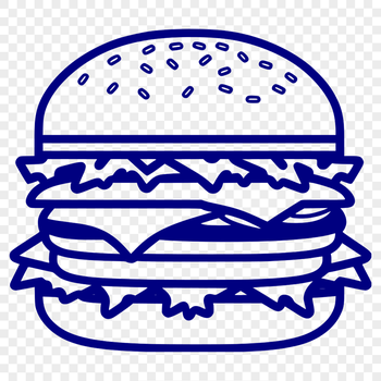 A digital illustration of a classic hamburger with cheese on top.