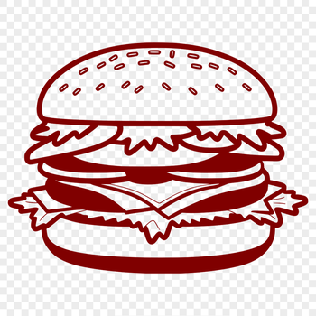 A high-quality vector graphic illustration of a classic hamburger with toppings.