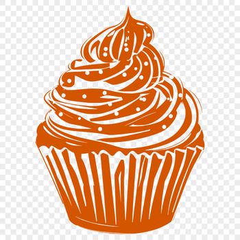 A vector graphic representation of a cupcake, suitable for digital design and craft projects.