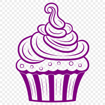 A single serving-sized cupcake with decorative frosting and sprinkles, ideal for graphic design and digital artwork.