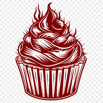 A colorful cupcake design made up of layers, suitable for vector art projects.