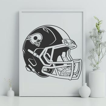 An American football with a football helmet logo, ideal for vector graphics design.