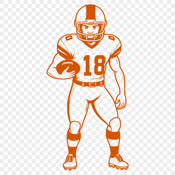 An illustration of a football player wearing a helmet and holding a ball, suitable for vector graphics projects.