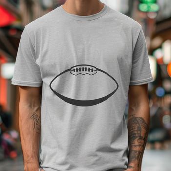 An illustration of an American football with laces and a textured surface.