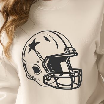 An illustration of a football helmet with an American football at the center, suitable for vector graphics.