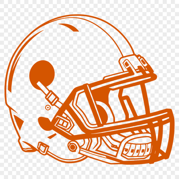 Illustrated American football with helmet and player in action, ideal vector art for sports enthusiasts.