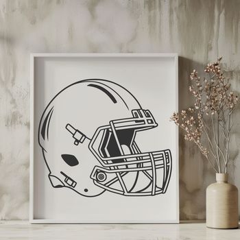 An illustrated American football with a prominent helmet, ideal for vector art designs and cutting machine templates.