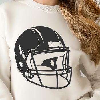Illustration of a football helmet with an American football underneath, suitable for crafting and design projects.