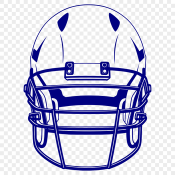 A detailed illustration of a football helmet from the side, with the laces visible and the face mask prominent.