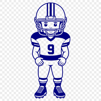 A stylized illustration of a football player wearing a helmet, ready to tackle the field.