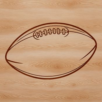 A graphic representation of a football used in the sport with a rounded shape and laces.