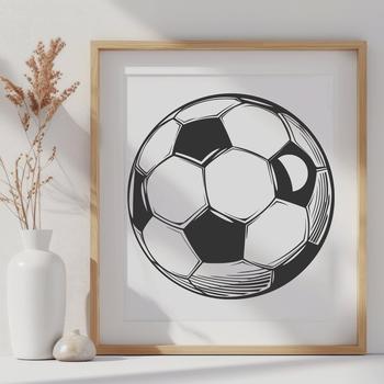 An outline design of a soccer ball created using vector graphics.