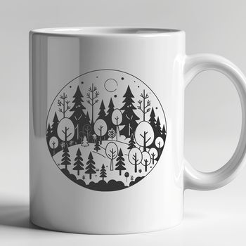 A detailed vector illustration of a dense forest with tall trees, highlighting the intricate textures and shapes.