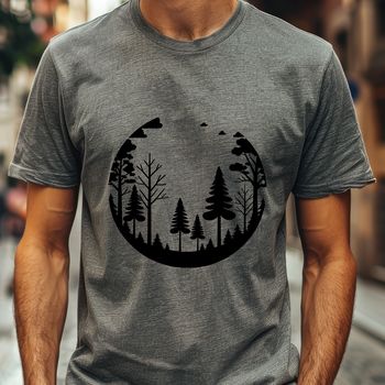 An illustration of a dense forest with various trees, providing a natural backdrop for creative projects.
