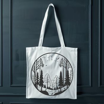 A detailed illustration of a lush forest with trees and foliage, suitable for vector art and cutting machine projects.
