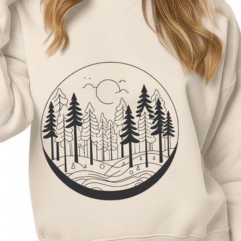 A vector illustration of a dense forest with various trees.