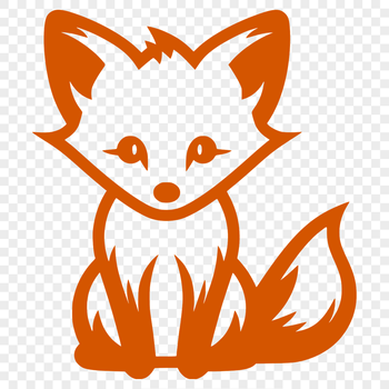 A simple line drawing of a cute fox in full body pose, suitable for printing or cutting out.