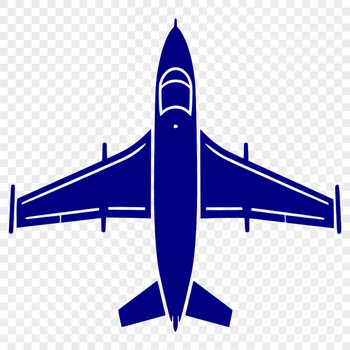 A stylized vector illustration of a commercial aeroplane in flight.