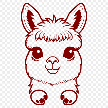 A digital illustration of a soft-haired Alpaca in profile.